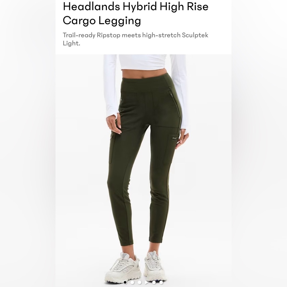 Athleta Headlands Hybrid High Rise Cargo Legging - Olive Green